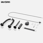 GORILLA SPORTS® Kabelkabel, fitnesssysteem, 2 m stalen kabel, katrol, triceps-touw, Olympische laadstift, halterschijfhouder, tot 150 kg, zwart - kabelaccessoires, home gym apparatuur